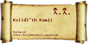 Kolláth Kamil névjegykártya
